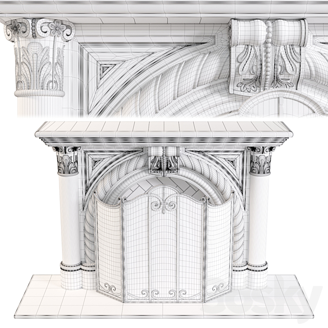 Rope Edge Fireplace Mantel 3DSMax File - thumbnail 3