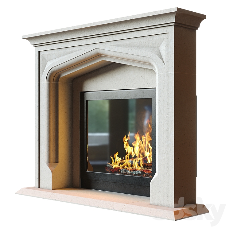 Stone Fireplace 1 3DS Max Model - thumbnail 2