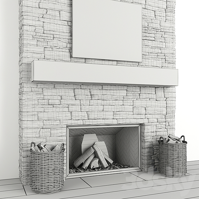 Stone fireplace 22 3DS Max Model - thumbnail 3