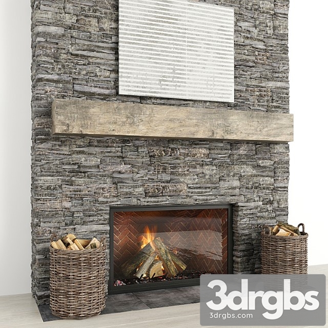 Stone fireplace 22 3dsmax Download - thumbnail 1