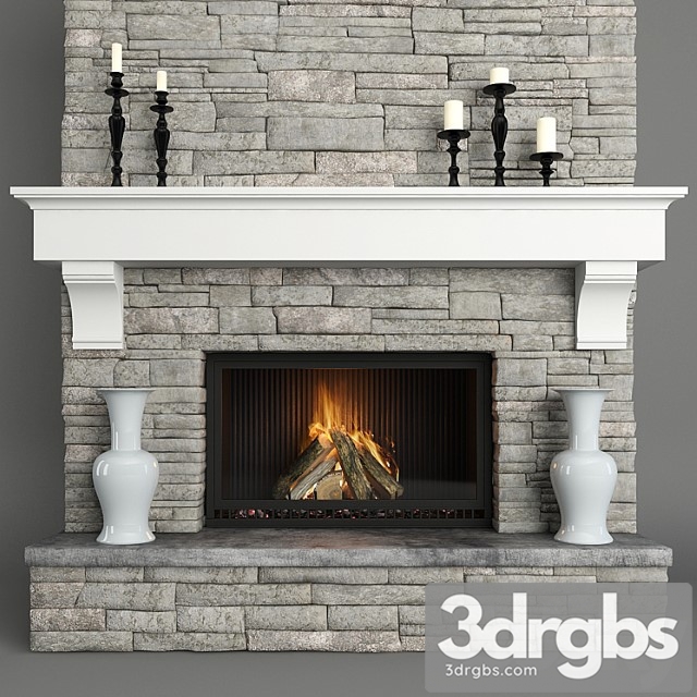 Stone fireplace 3 3dsmax Download - thumbnail 1