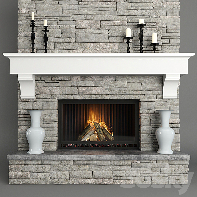 Stone fireplace 3DSMax File - thumbnail 1