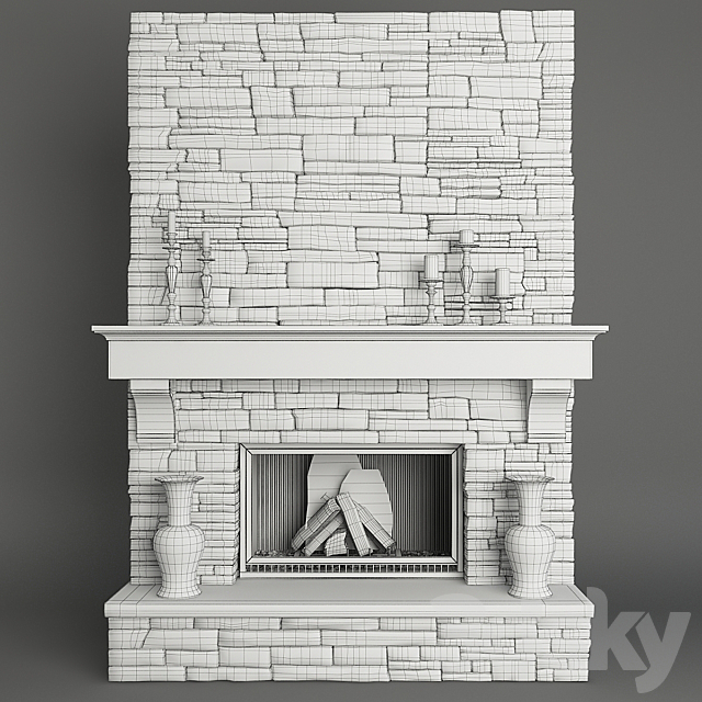 Stone fireplace 3DSMax File - thumbnail 3