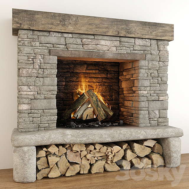 Stone fireplace 3DSMax File - thumbnail 2