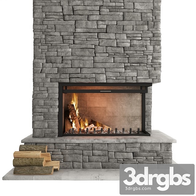 Stone fireplace_3 3dsmax Download - thumbnail 1