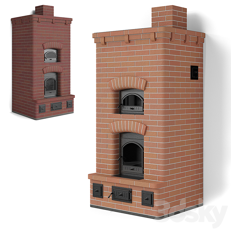 Stove brick stove with a bread chamber 3DS Max - thumbnail 1