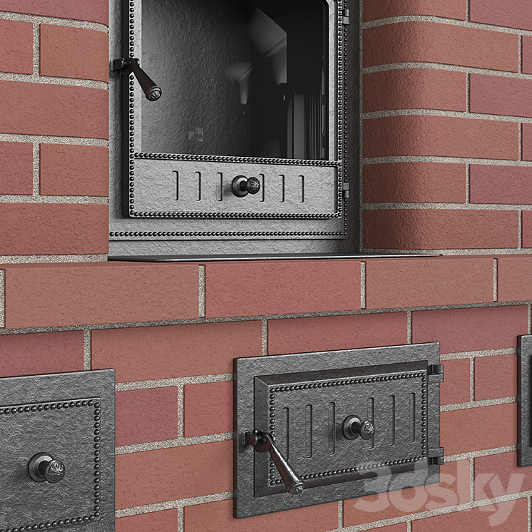 Stove brick stove with a bread chamber 3DS Max - thumbnail 2