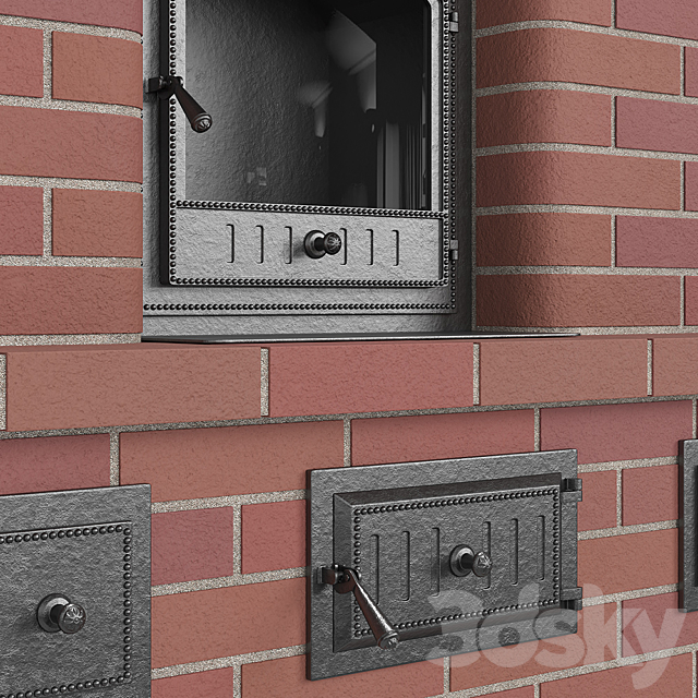 Stove brick stove with a bread chamber 3DS Max Model - thumbnail 2