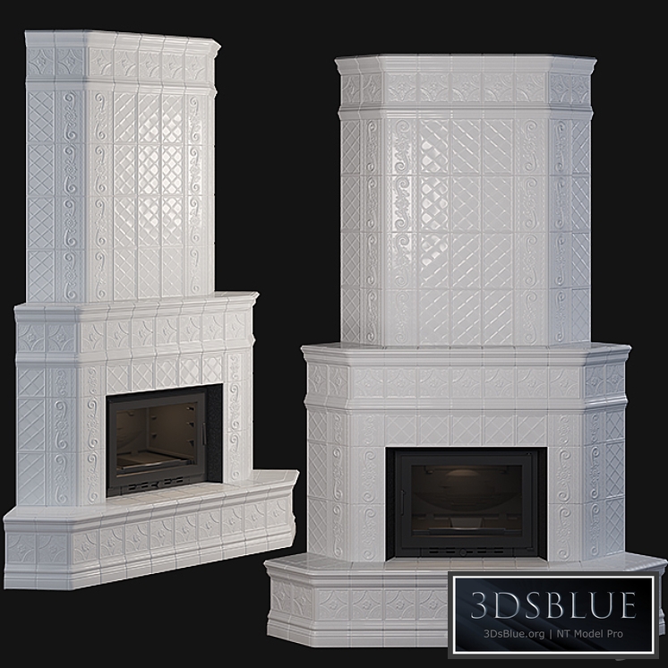 Stove – corner fireplace with tiles 3DS Max - thumbnail 3