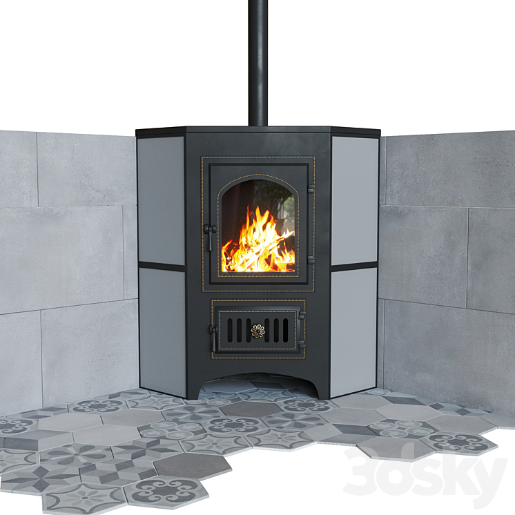 Stove-Fireplace Vesuvius PK-01 Corner 3DS Max - thumbnail 1