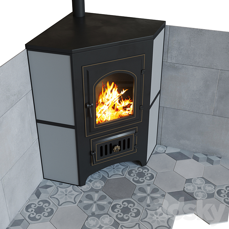 Stove-Fireplace Vesuvius PK-01 Corner 3DS Max - thumbnail 2