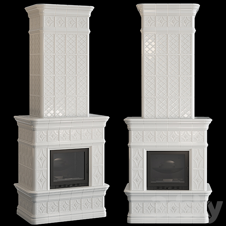 Stove – fireplace with tiles 3DS Max - thumbnail 1