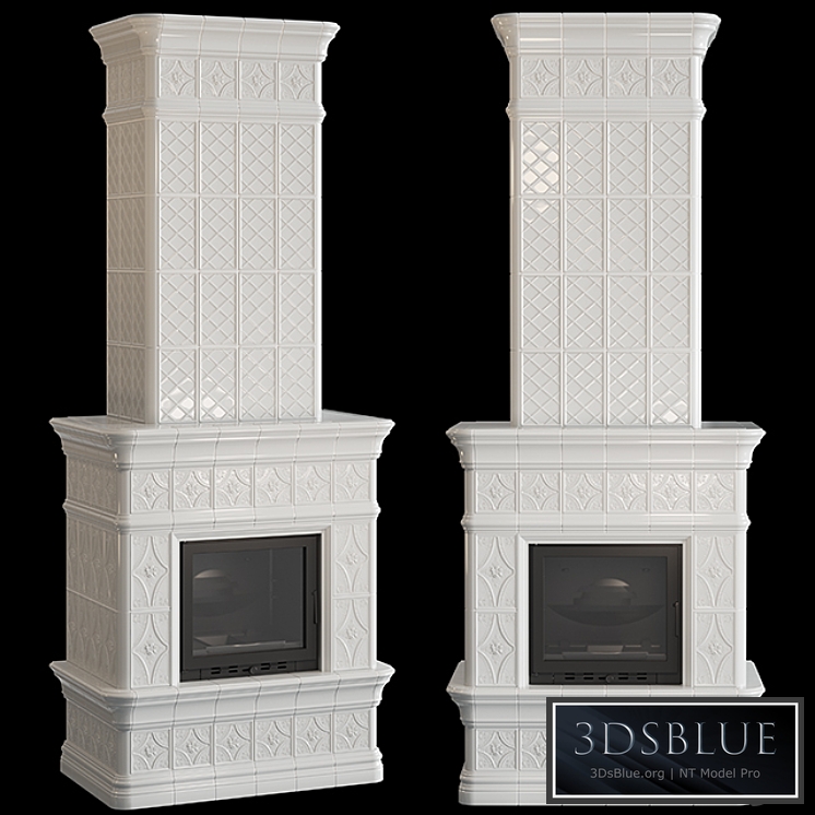 Stove – fireplace with tiles 3DS Max - thumbnail 3