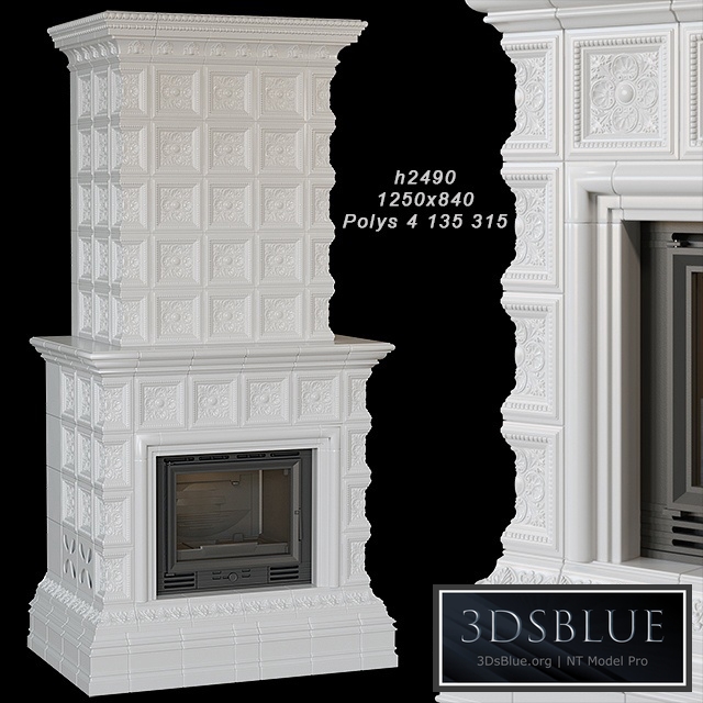 Tile fireplace 02 3DS Max - thumbnail 3