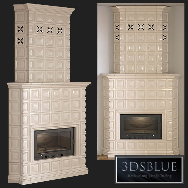 Tiled fireplace 03 3DS Max - thumbnail 3