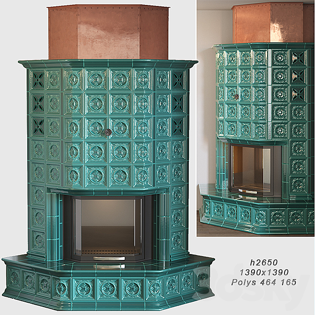 Tiled fireplace 3DSMax File - thumbnail 1