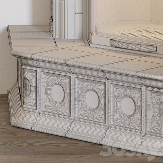 Tiled fireplace 3DSMax File - thumbnail 3