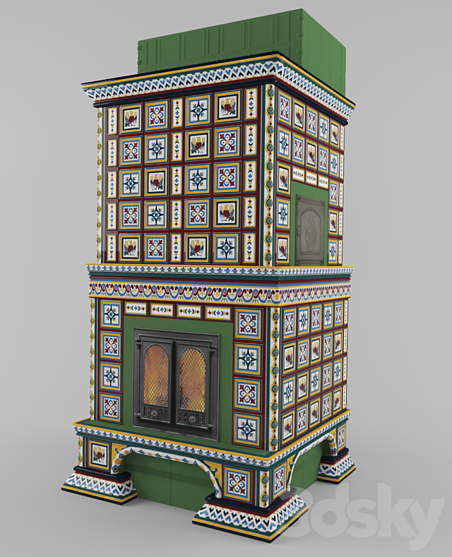 Tiled stove 3ds Max - thumbnail 1