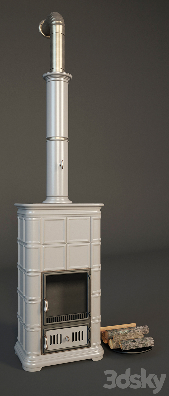 Tiled stove 3DS Max Model - thumbnail 2