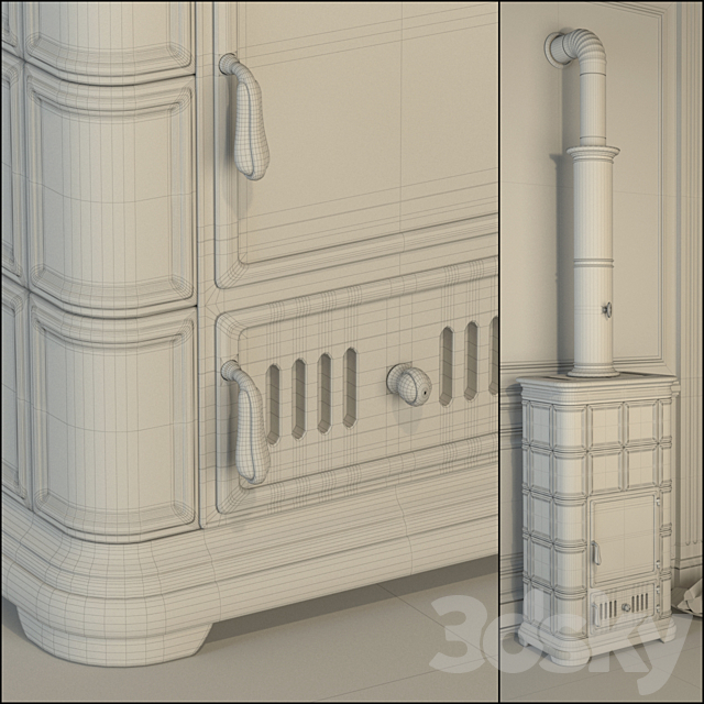 Tiled stove 3DS Max Model - thumbnail 3