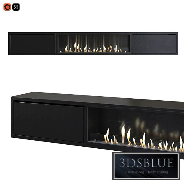 TV cabinet with built-in bio fireplace 3DS Max - thumbnail 3