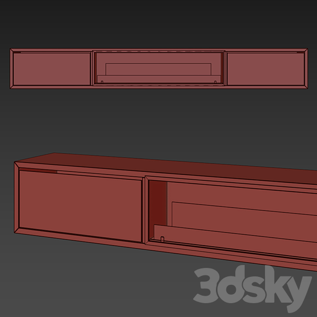 TV cabinet with built-in bio fireplace 3DSMax File - thumbnail 2