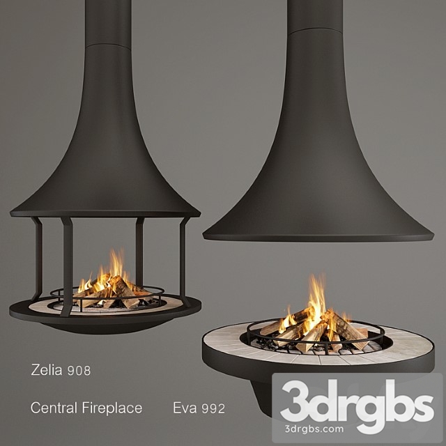 Two fireplaces zelia 908 and eva 992 3dsmax Download - thumbnail 1