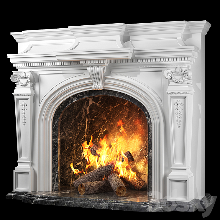 versailles fireplace 3DS Max Model - thumbnail 1