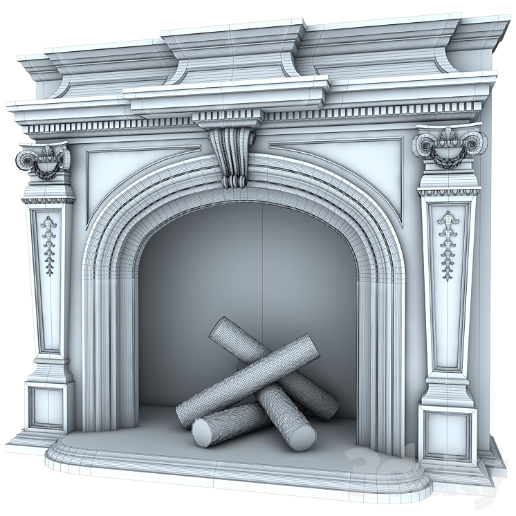 versailles fireplace 3DS Max Model - thumbnail 2