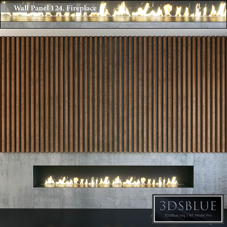 Wall Panel 124. Fireplace 3DS Max - thumbnail 3