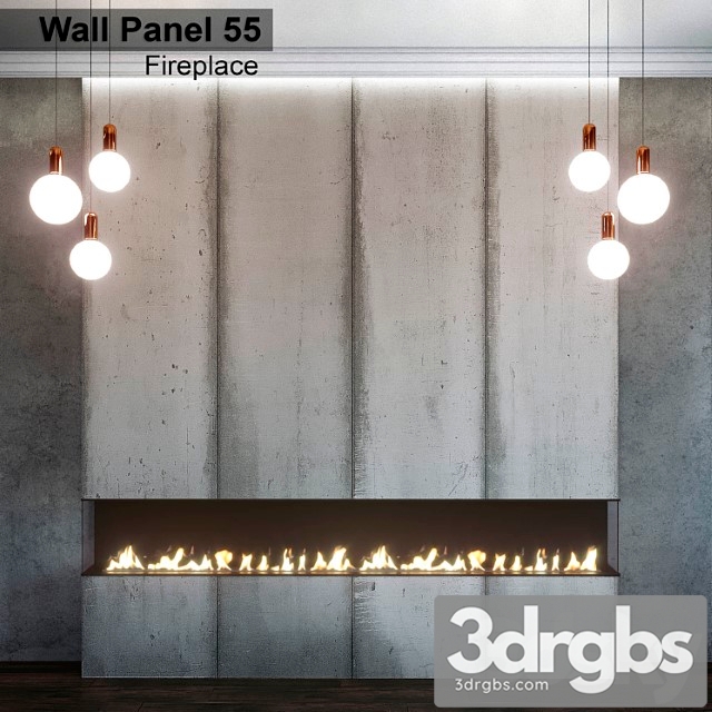 Wall panel 55. fireplace 3dsmax Download - thumbnail 1