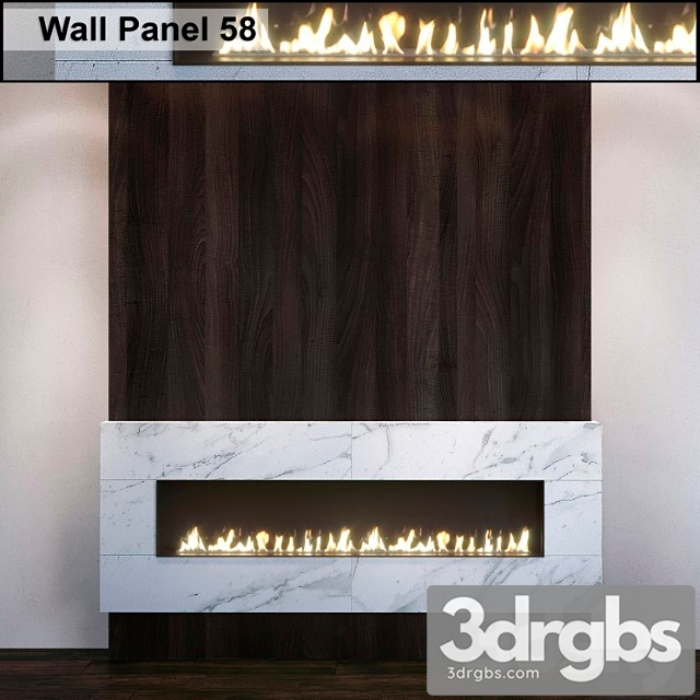 Wall panel 58. fireplace 3dsmax Download - thumbnail 1