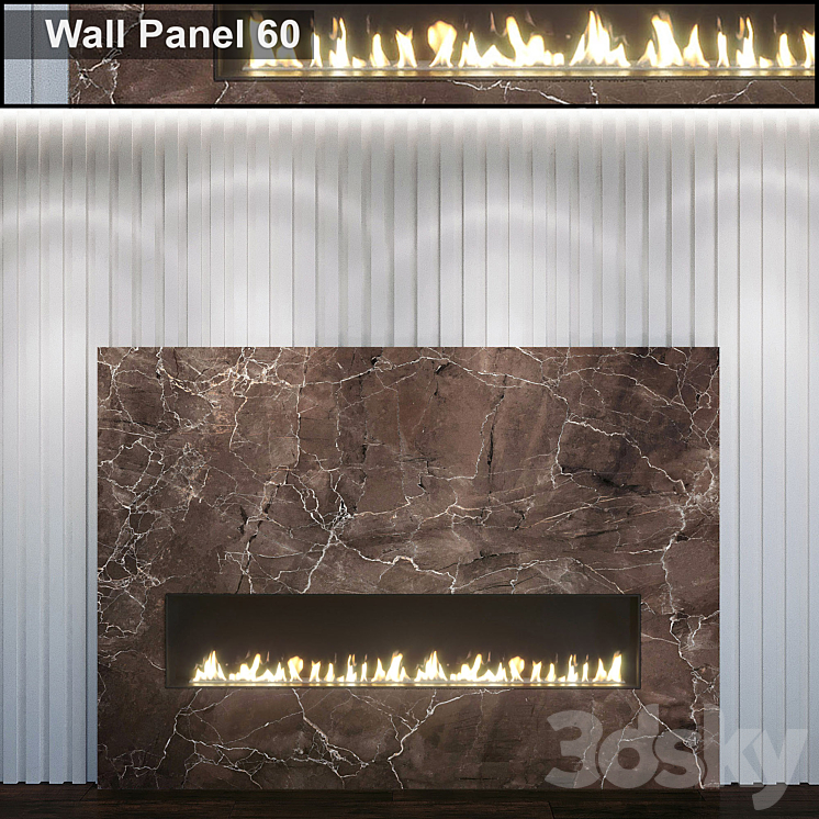 Wall Panel 60. Fireplace 3DS Max - thumbnail 1