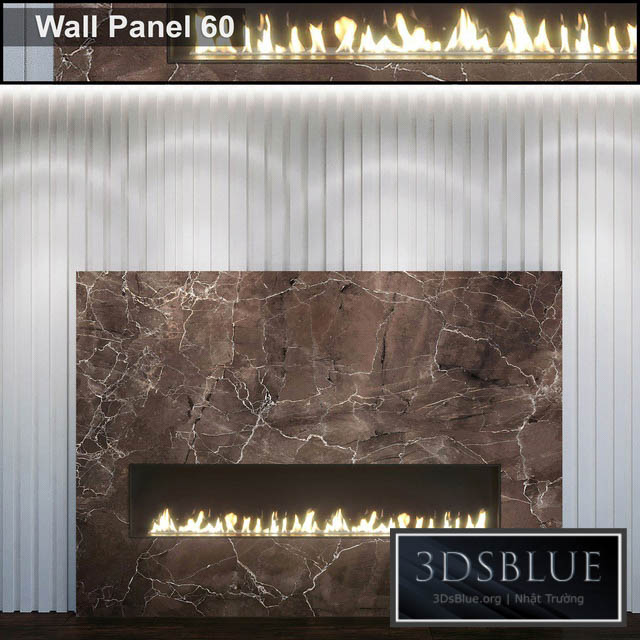 Wall Panel 60. Fireplace 3DS Max - thumbnail 3