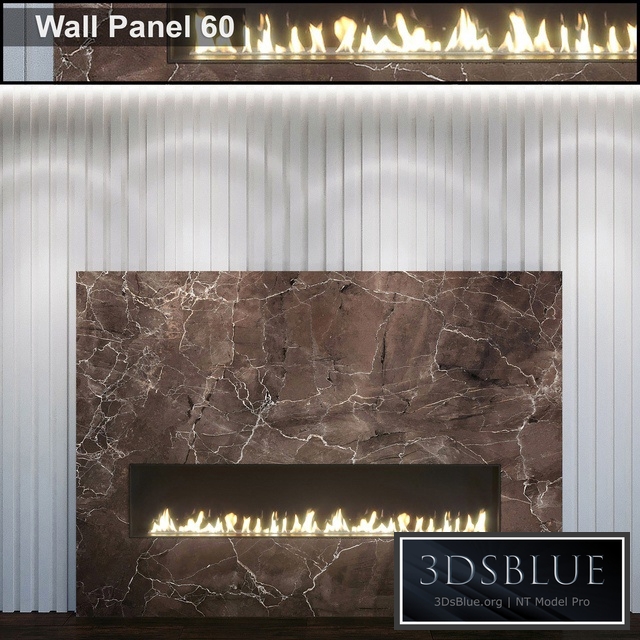 Wall Panel 60. Fireplace 3DS Max - thumbnail 3