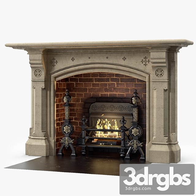 Westland london a large yorkstone gothic style antique fireplace stock no 14223 3dsmax Download - thumbnail 1