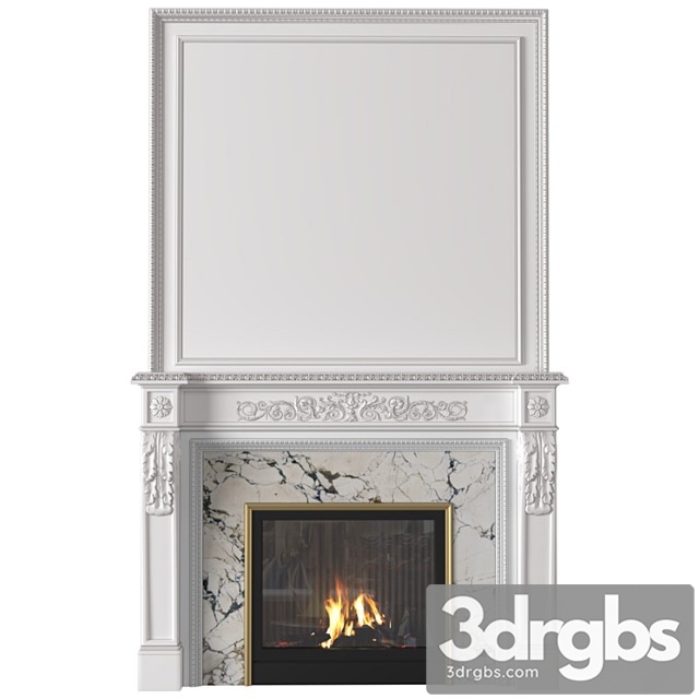 White Fireplace In A Classic Style Fireplace In Classic Style 3dsmax Download - thumbnail 1