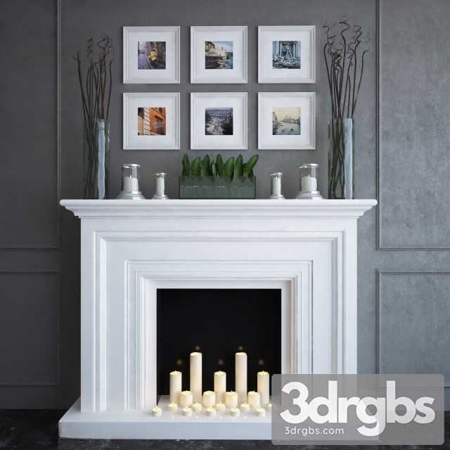 White Plaster Fireplace 3dsmax Download - thumbnail 1