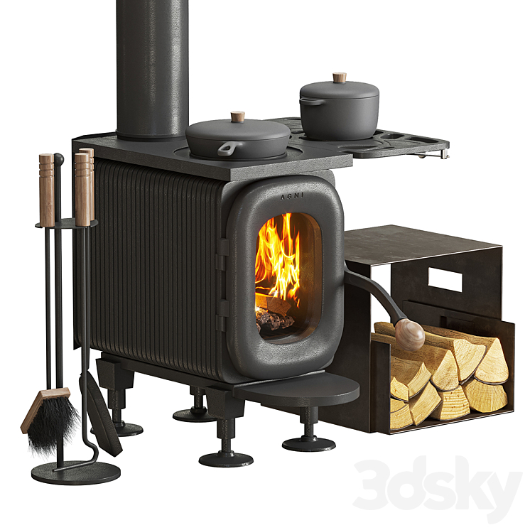 Wood burning stove AGNI 3DS Max - thumbnail 1