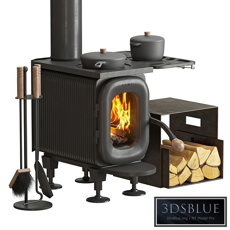 Wood burning stove AGNI 3DS Max - thumbnail 3