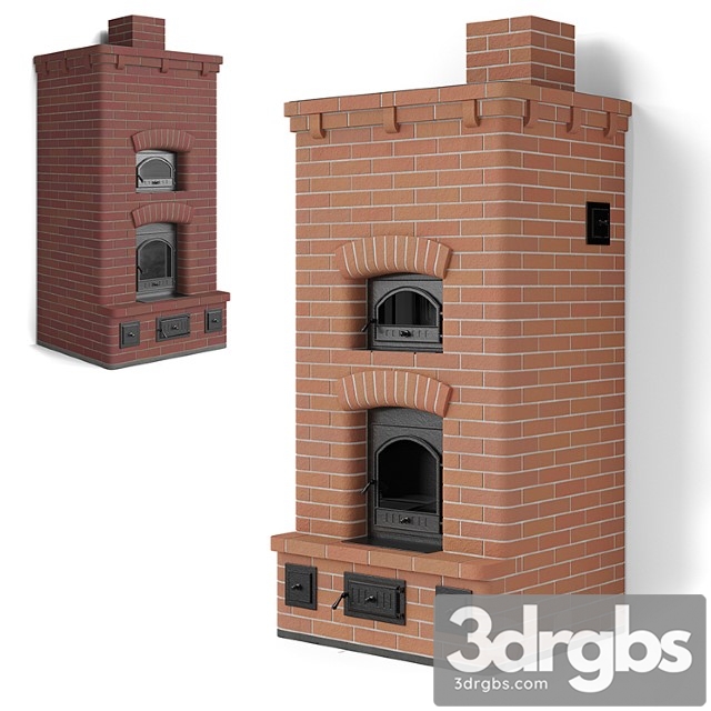 Wood Stove Fireplace Stove Brick With Bread Chamber 3dsmax Download - thumbnail 1