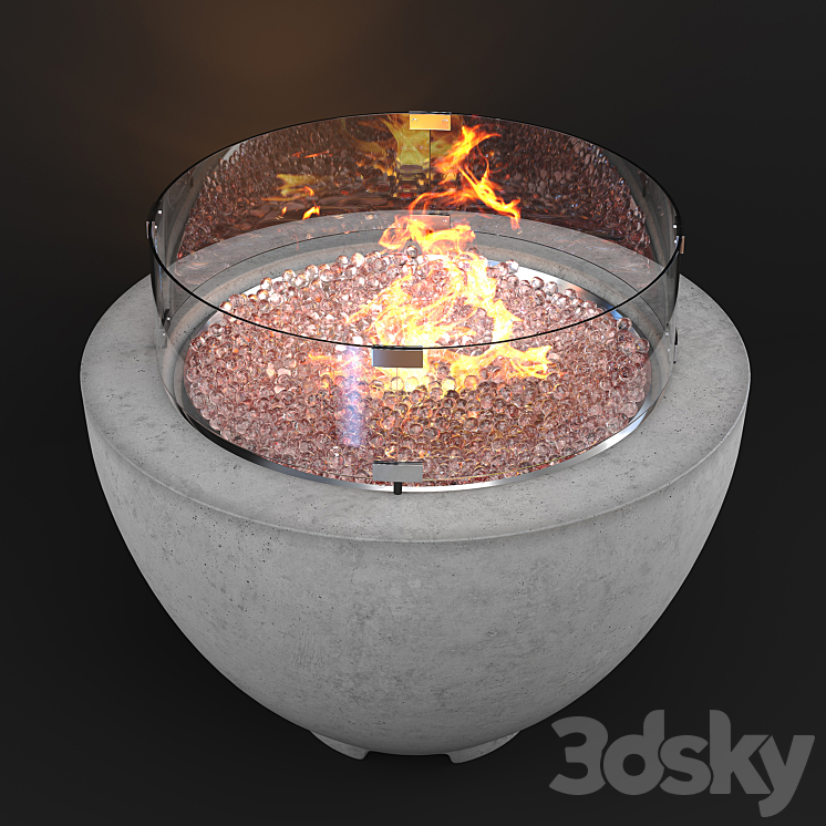 Wyfair – Cove Concrete Propane Natural Gas Fire Pit 3DS Max - thumbnail 2