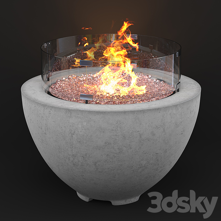 Wyfair – Cove Concrete Propane Natural Gas Fire Pit 3DS Max - thumbnail 1