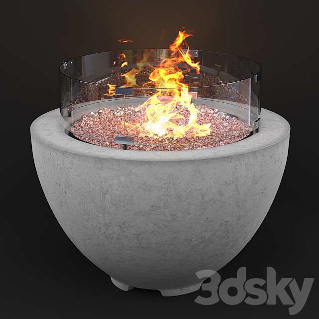 Wyfair – Cove Concrete Propane Natural Gas Fire Pit 3DSMax File - thumbnail 1