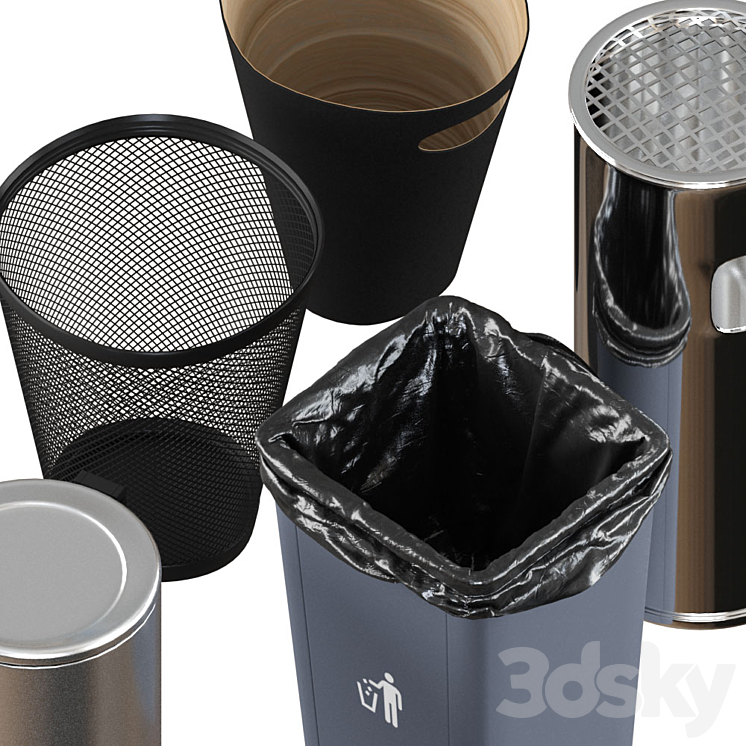 5 trash bin (low poly) 3DS Max - thumbnail 2