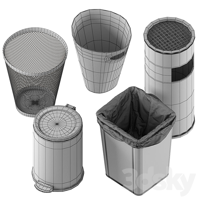 5 trash bin (low poly) 3DSMax File - thumbnail 3