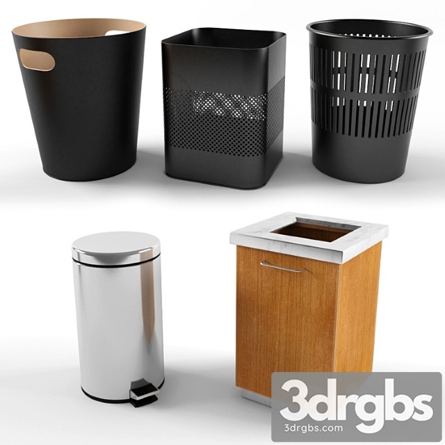 A set of trash bins in the office. 3dsmax Download - thumbnail 1