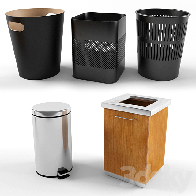 A set of trash bins in the office. 3DSMax File - thumbnail 1