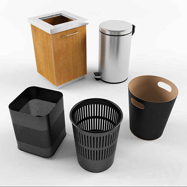 A set of trash bins in the office. 3DSMax File - thumbnail 2