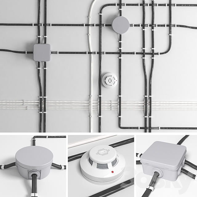 A set of wires for electrical wiring. 3DSMax File - thumbnail 1